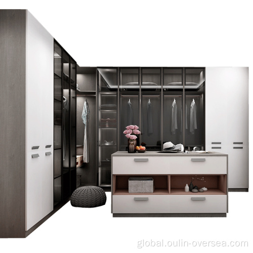Large Wardrobe with Drawers black Fashion built-in wardrobe with Glass Factory